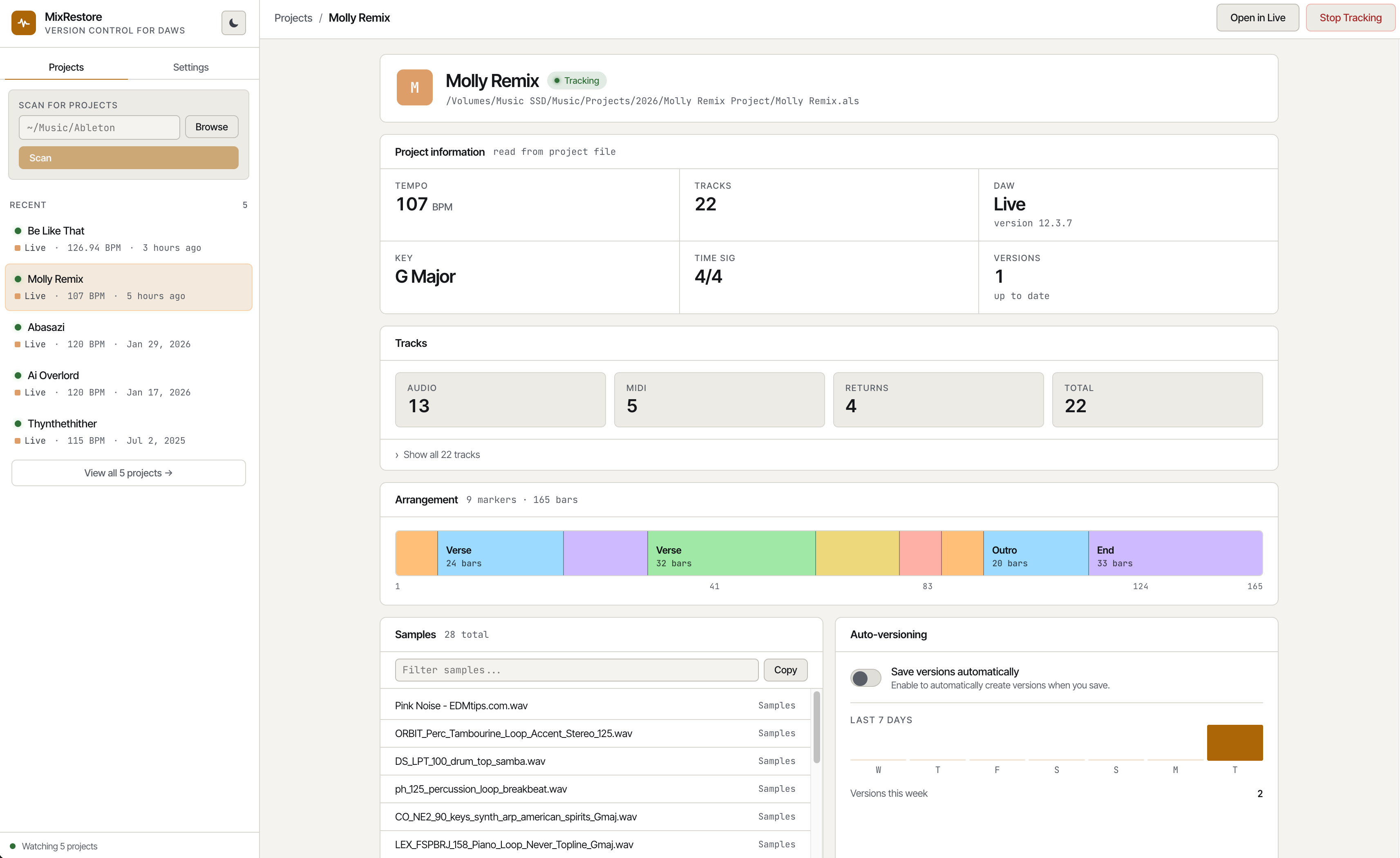 Light mode project view