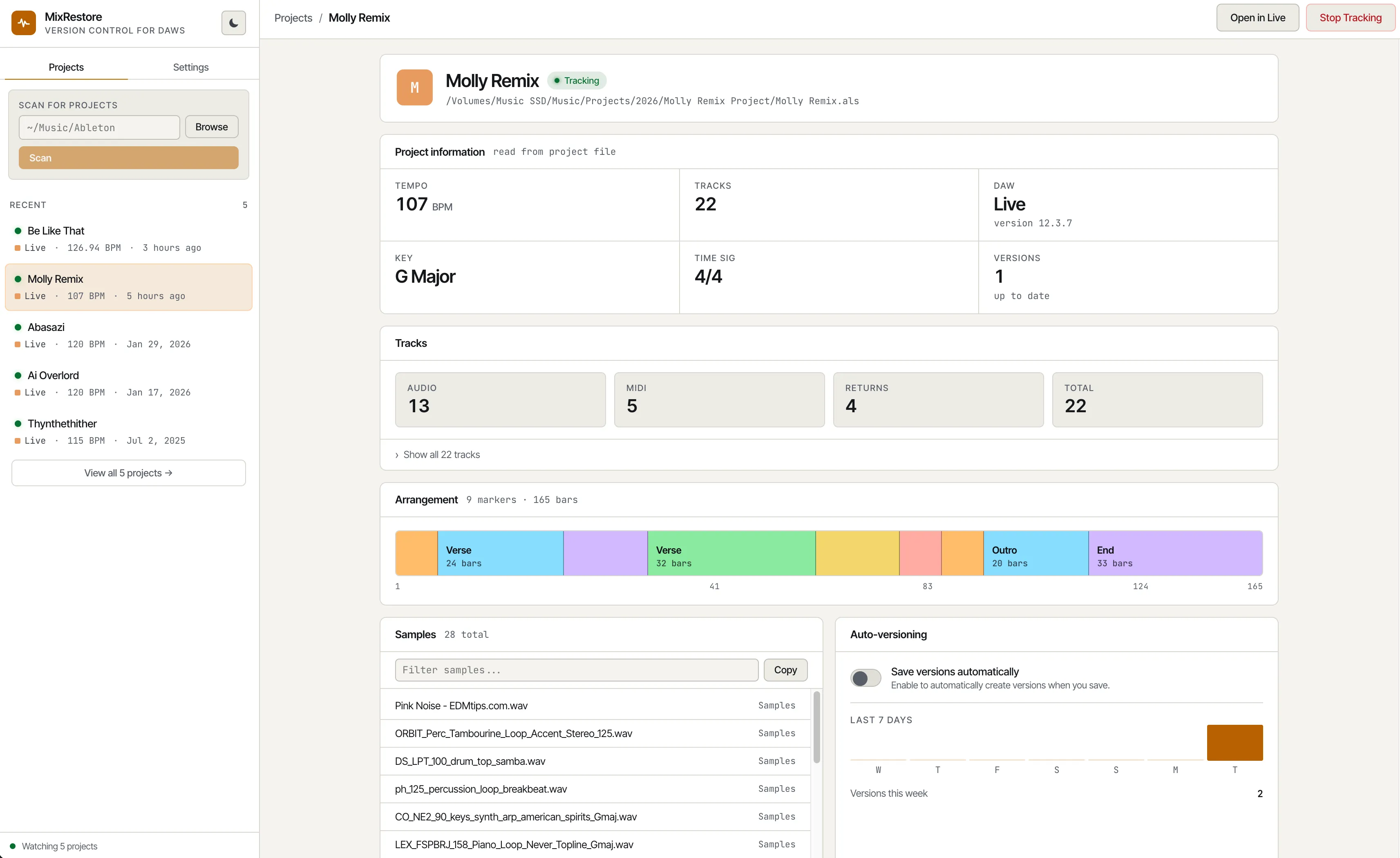 Light mode project view